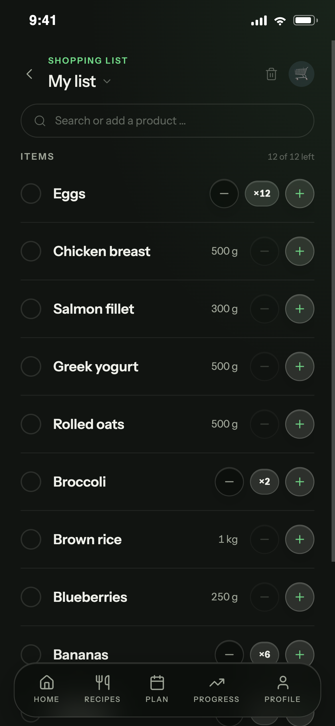 Geteilte Einkaufsliste